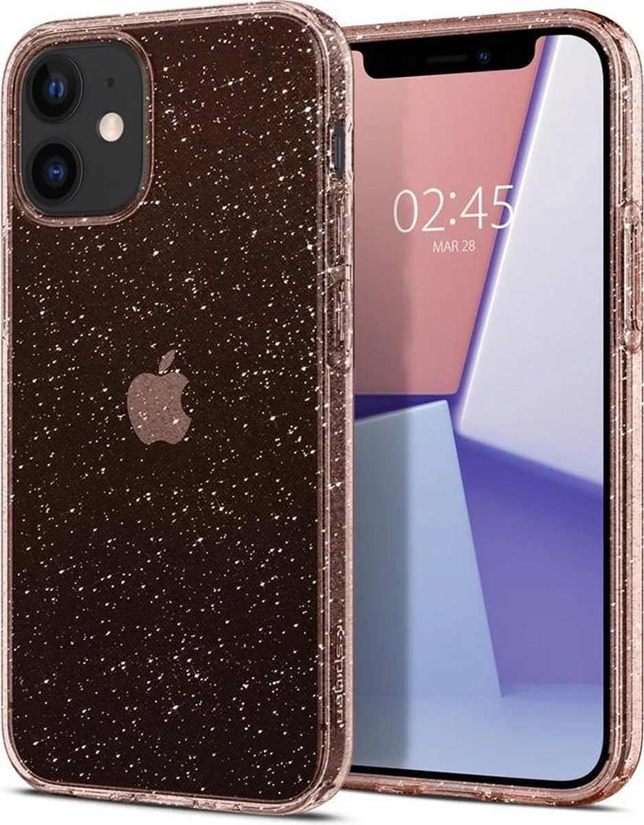 Spigen Liquid Crystal iPhone 12 Mini Hoesje - Roze Glitter