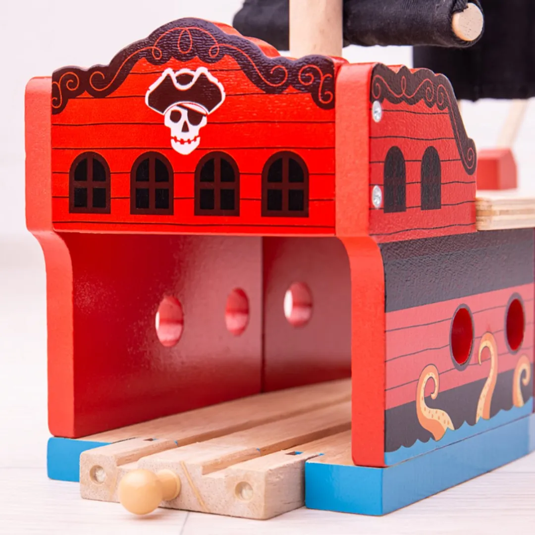 BIGJIGS Piratenboot Treinbaanonderdeel BJT258 - 12 Stuks - Piratenschip