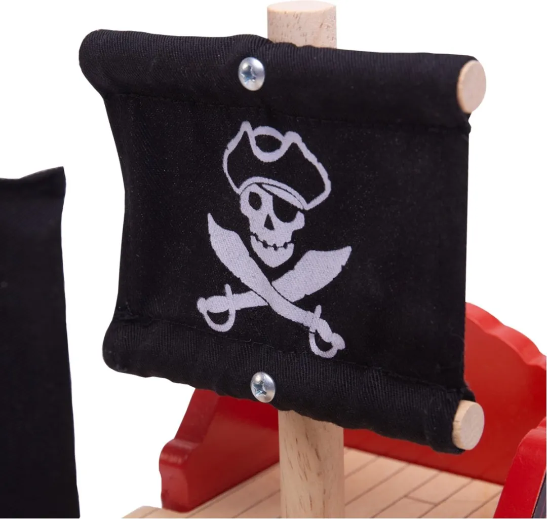 BIGJIGS Piratenboot Treinbaanonderdeel BJT258 - 12 Stuks - Piratenschip