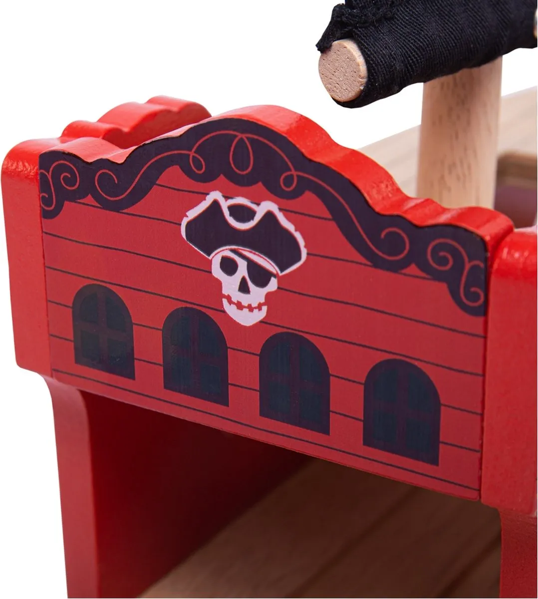 BIGJIGS Piratenboot Treinbaanonderdeel BJT258 - 12 Stuks - Piratenschip