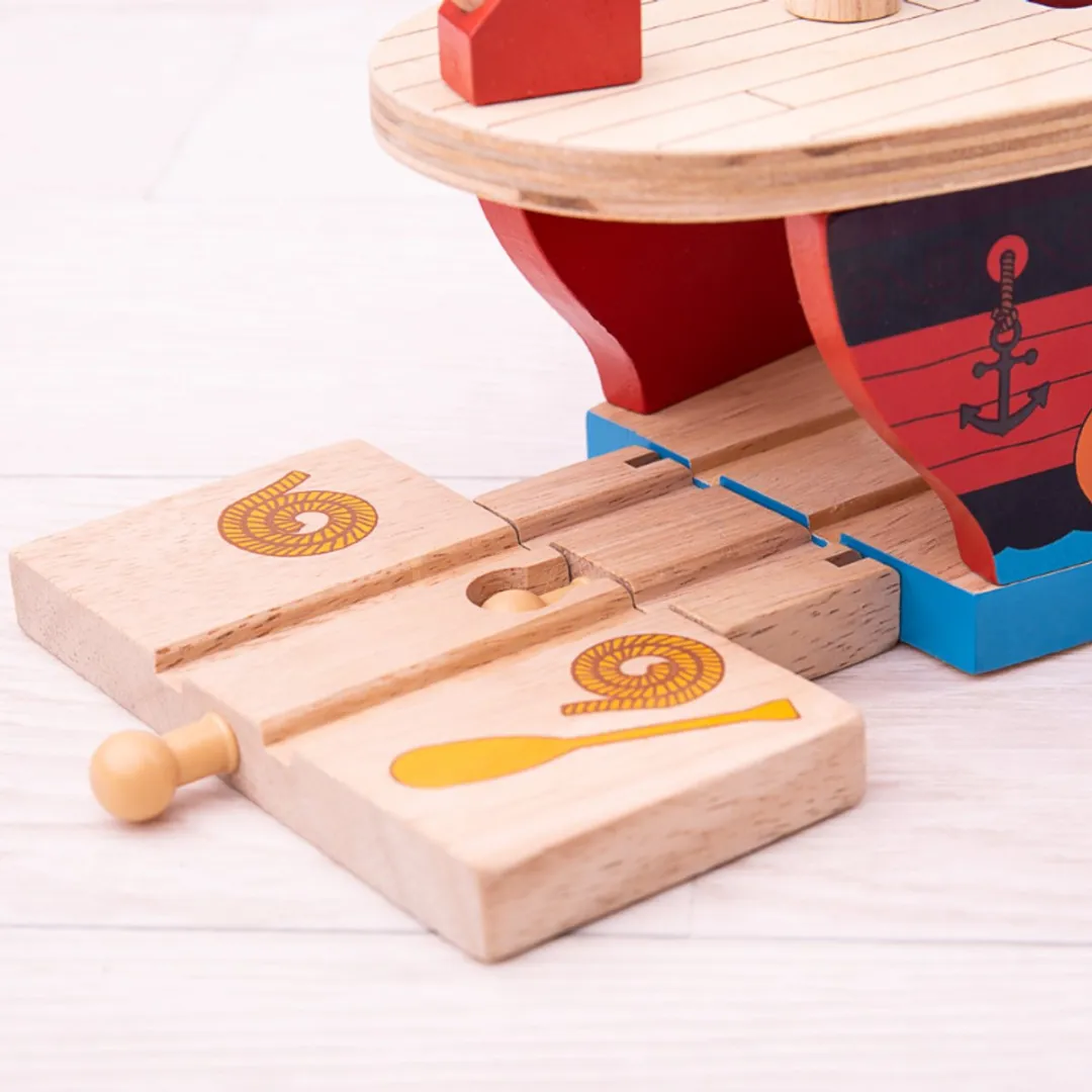 BIGJIGS Piratenboot Treinbaanonderdeel BJT258 - 12 Stuks - Piratenschip