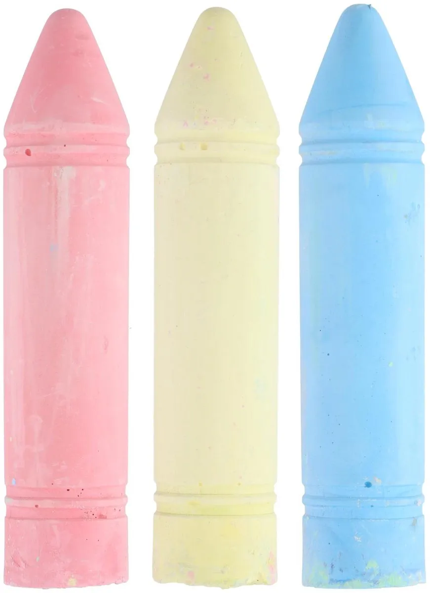Eddy Toys Stoepkrijt XL 3 Stuks - Roze/Geel/Blauw