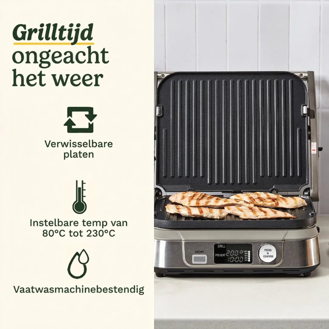 Cuisinart GR5E Griddler & Wafelmaker 2400W - 4 Sandwiches - Zilver