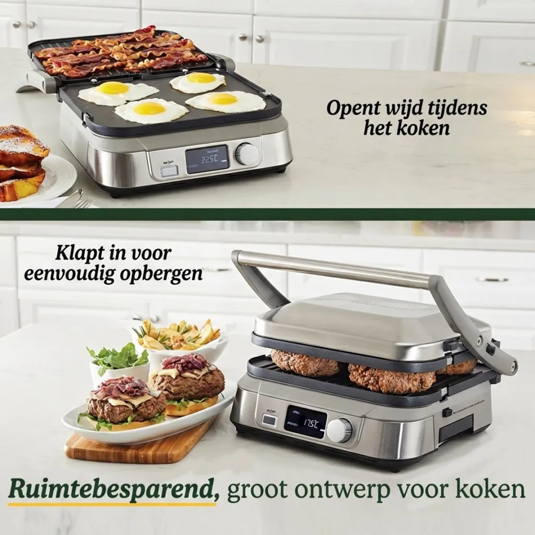Cuisinart GR5E Griddler & Wafelmaker 2400W - 4 Sandwiches - Zilver