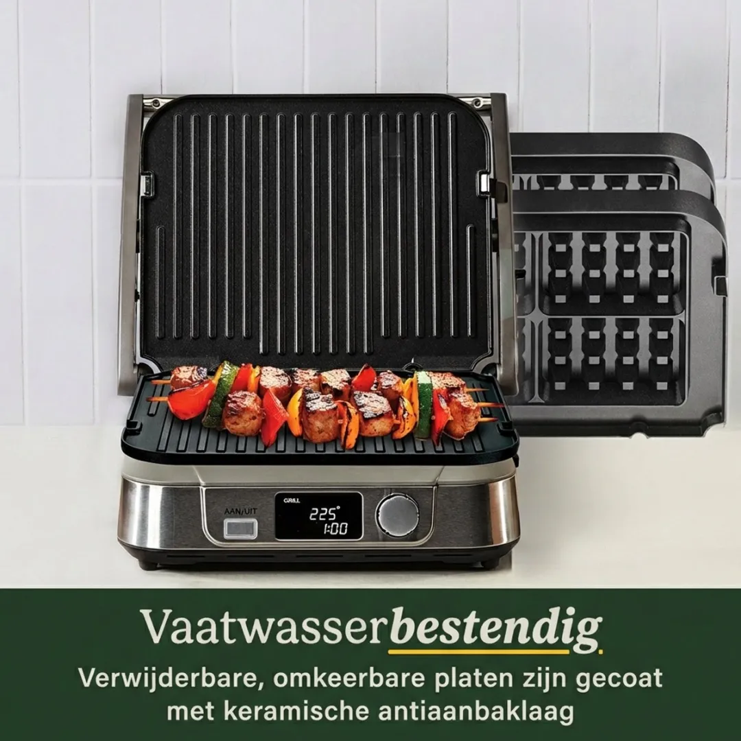 Cuisinart GR5E Griddler & Wafelmaker 2400W - 4 Sandwiches - Zilver