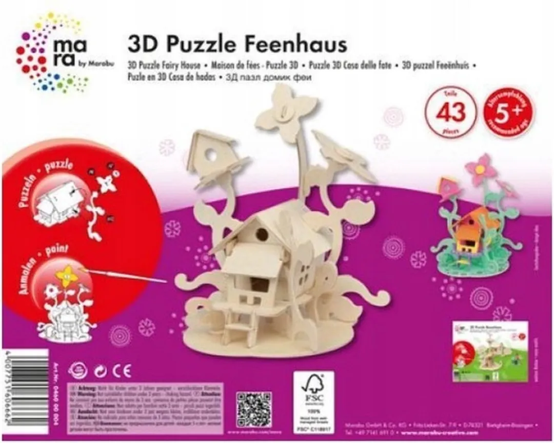 Marabu Kids 3D Puzzel Feeën Huis 23x21cm - 43 Stuks