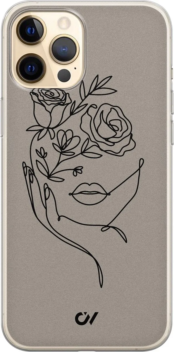 Casevibes iPhone 12 Hoesje Oneline Face Flower