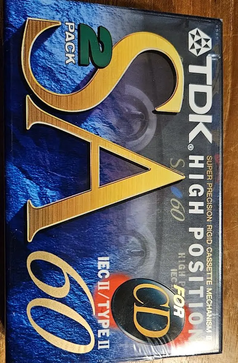 2 TDK High Position Cassettes New Sealed SA60 SA-60EA2 Blank CD 60 Minutes