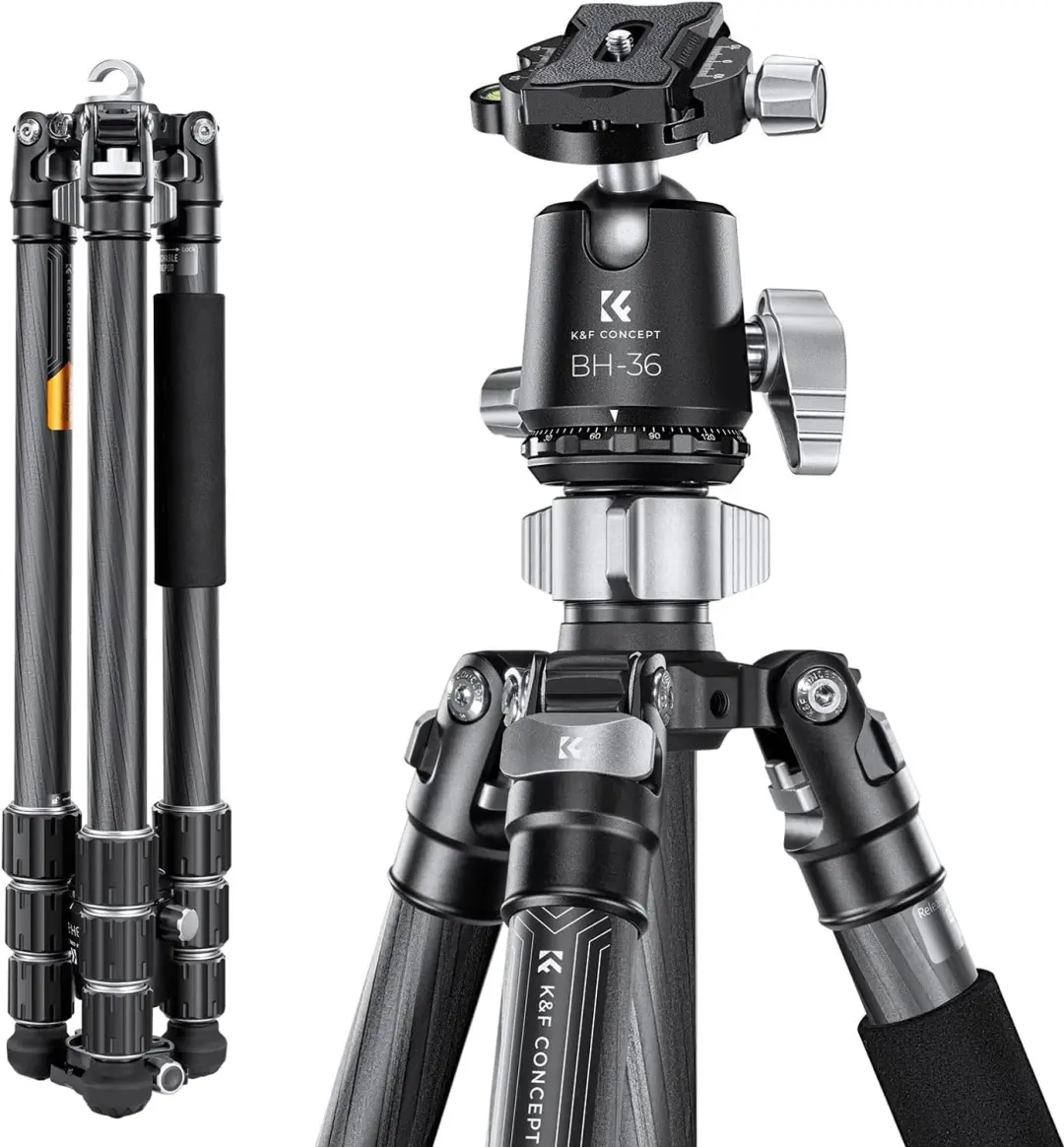 K&F Concept X-Series Carbon Statief 172cm met 36mm Balhoofd, 16kg capaciteit