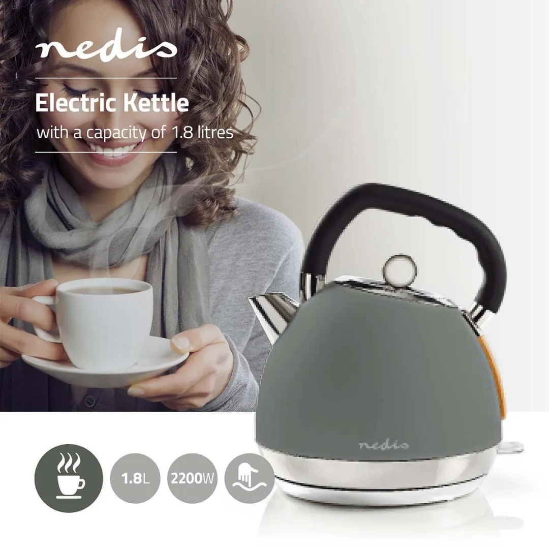 Nedis KAWK520EGY Waterkoker 1.8L - Grijs