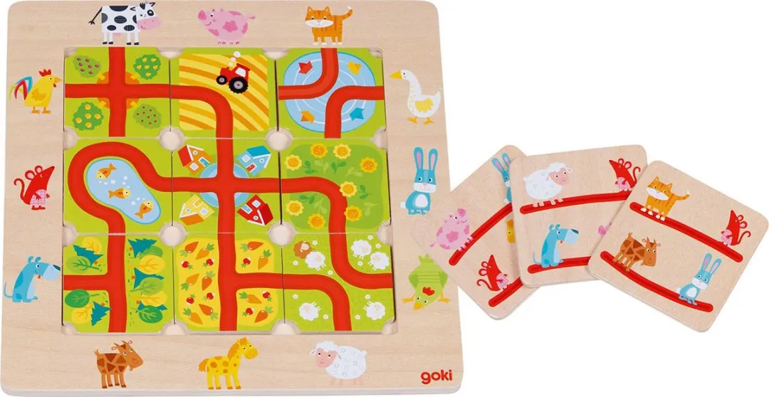 Goki Zoek-de-Weg Puzzle 9 Stuks - Meerkleurig