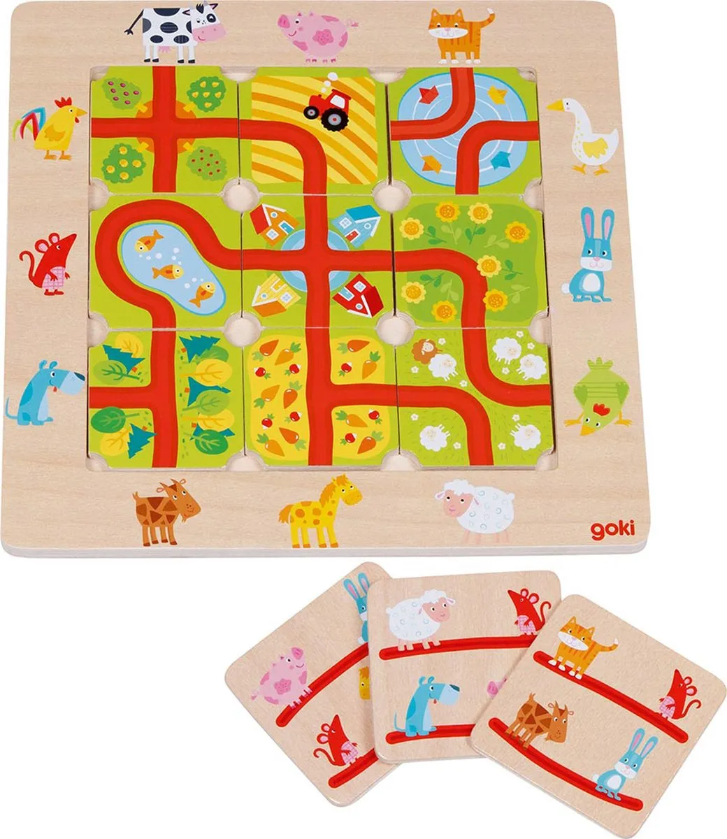 Goki Zoek-de-Weg Puzzle 9 Stuks - Meerkleurig