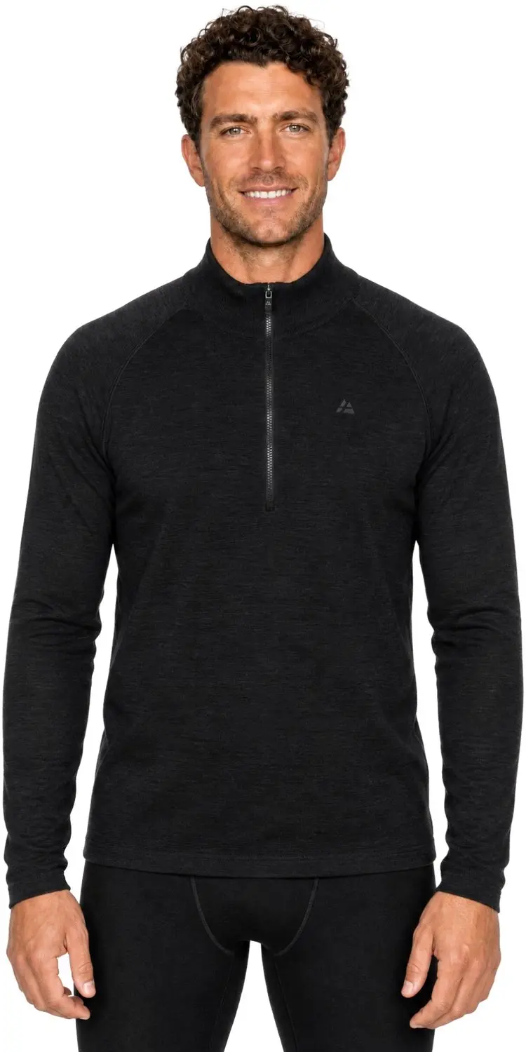 DANISH ENDURANCE Thermoshirt met Rits voor Heren - van Merino Wol - Extreme Kou - Zwart - Maat L