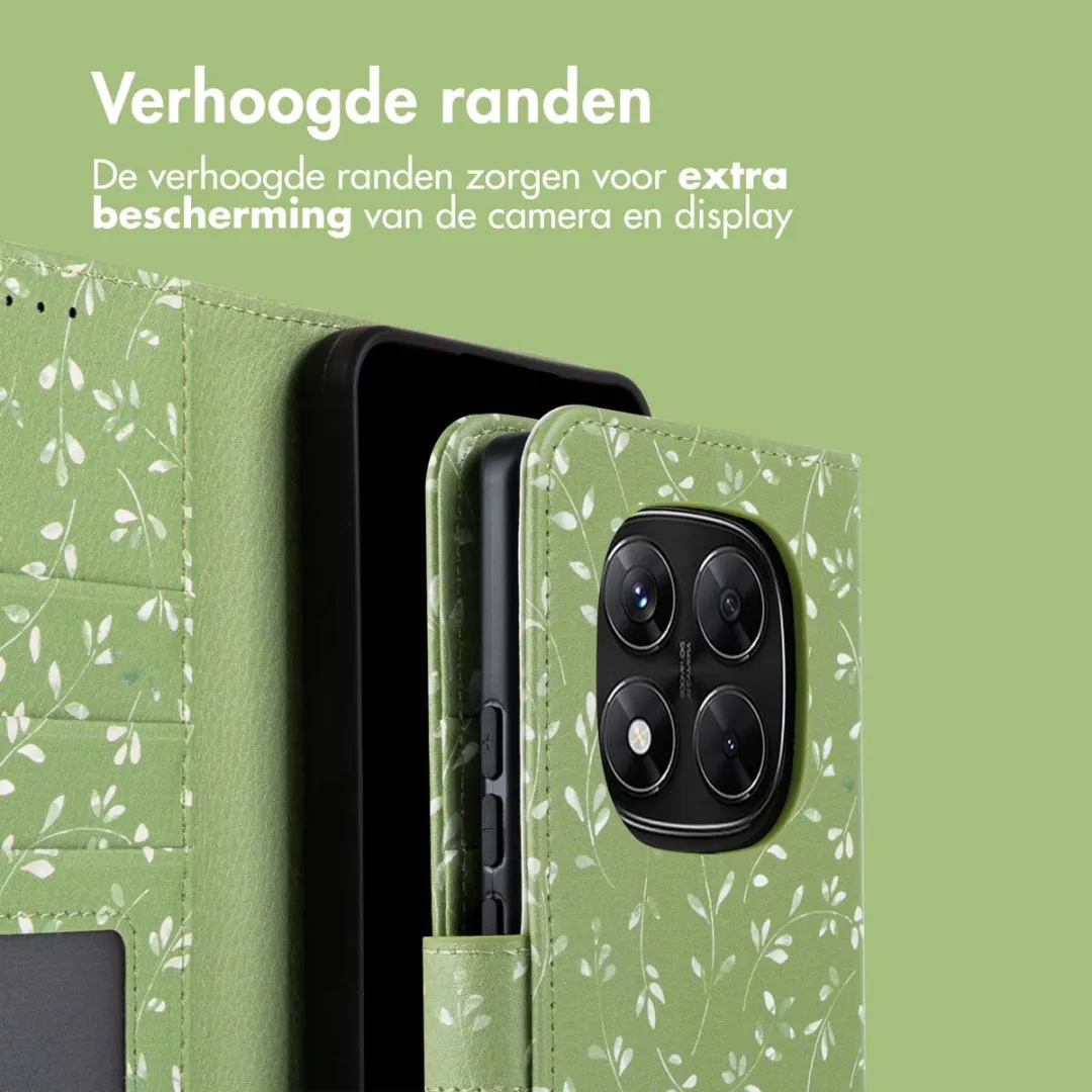 Imoshion Hoesje Xiaomi Redmi Note 14 Pro - Green Flowers - 3 Pasjes - afbeelding 6 van 6