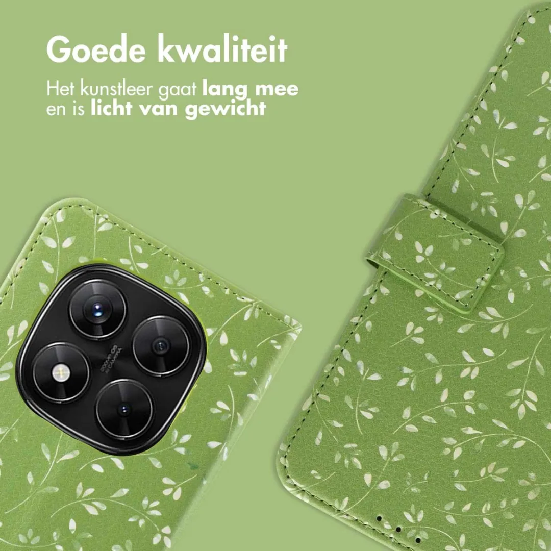 Imoshion Hoesje Xiaomi Redmi Note 14 Pro - Green Flowers - 3 Pasjes - afbeelding 3 van 6