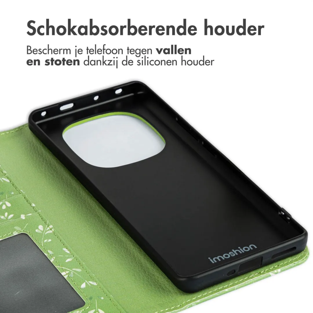 Imoshion Hoesje Xiaomi Redmi Note 14 Pro - Green Flowers - 3 Pasjes - afbeelding 5 van 6