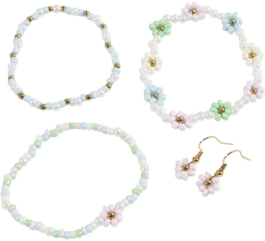Creativ Company Mini Hobbyset Elastische Sieraden Bloemen - Multicolor