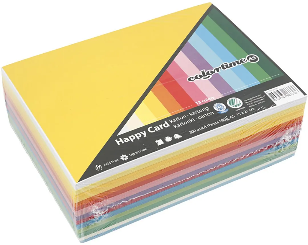 Colortime Happy Karton A5 180gr - 300 Vellen Multicolor