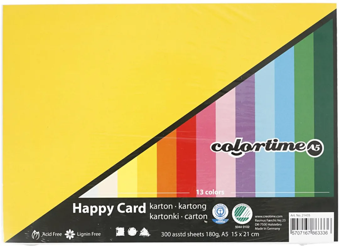 Colortime Happy Karton A5 180gr - 300 Vellen Multicolor