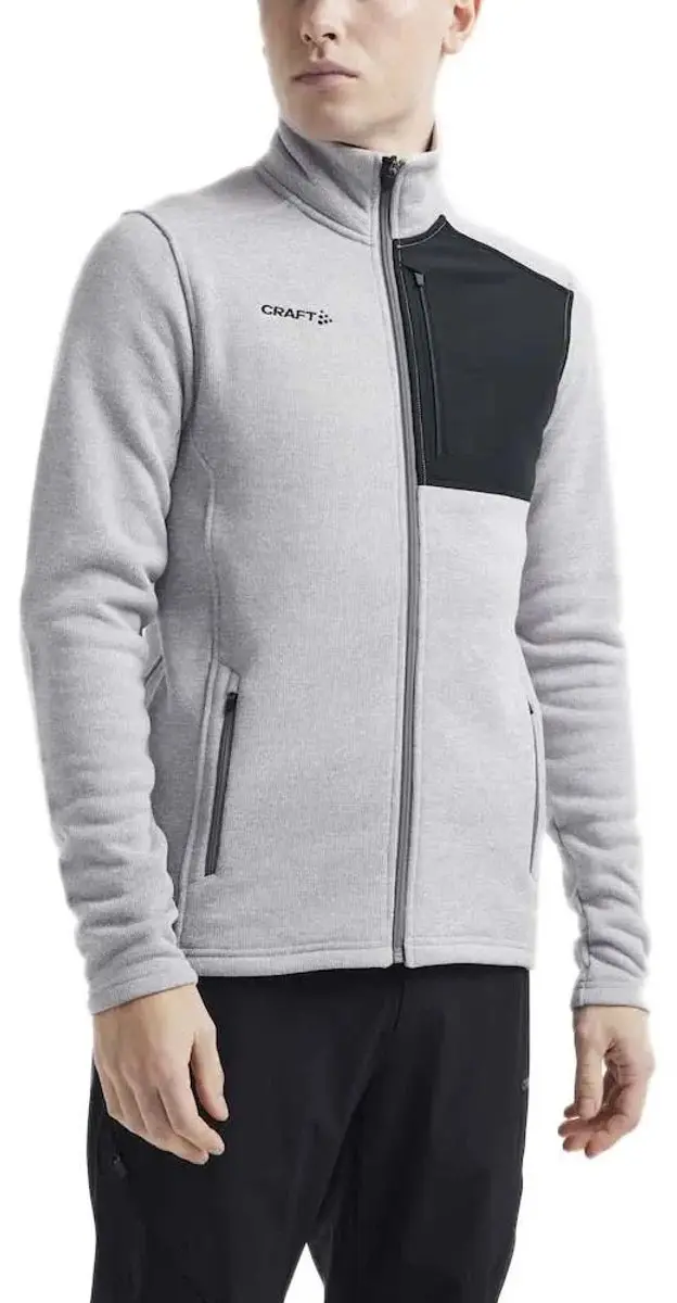 Craft ADV Explore Heavy Fleece Jack - Grey Melange/Black - XL - afbeelding 6 van 6