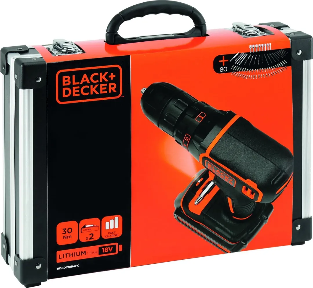 BLACK+DECKER BDCDC18BAFC-QW 18V Schroefboormachine Kit - 2 Accu's