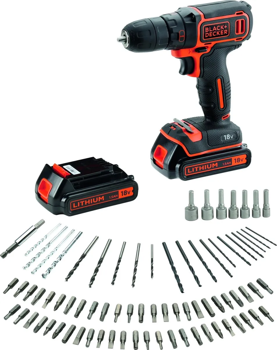 BLACK+DECKER BDCDC18BAFC-QW 18V Schroefboormachine Kit - 2 Accu's