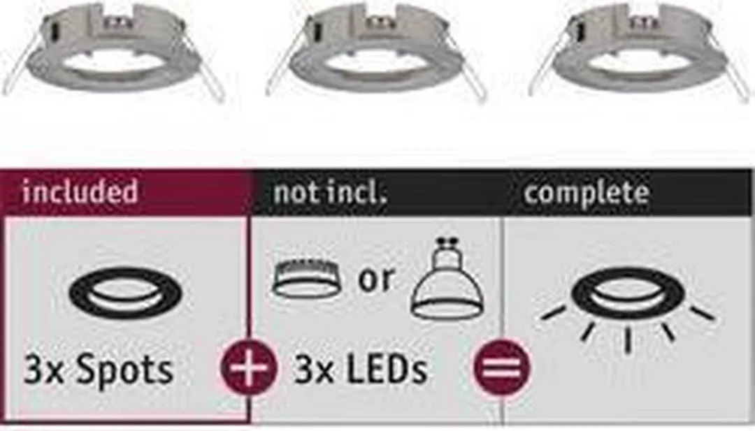 Paulmann Choose Basisset Inbouwlamp 3x10W 78mm - Staal geborsteld - afbeelding 6 van 6