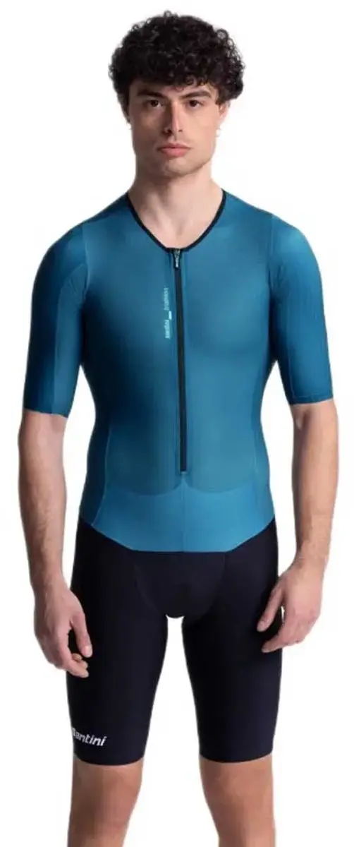 Santini Riel Korte Mouw Triatlonpak Blauw S Man