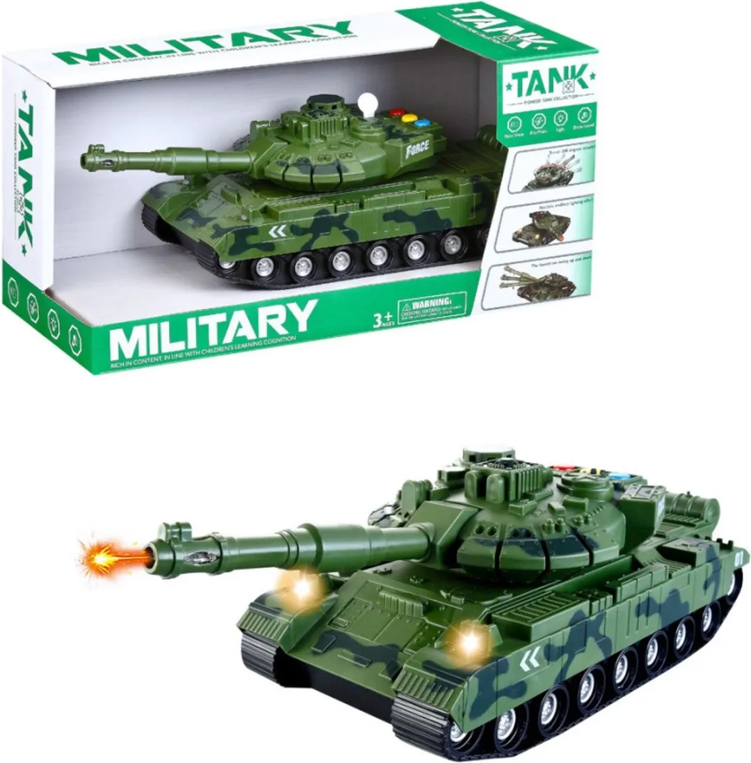 698 TOYS - Military speelgoed Tank - Licht en geluid - Frictie motor 31CM