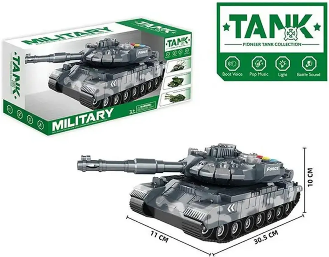 698 TOYS - Military speelgoed Tank - Licht en geluid - Frictie motor 31CM