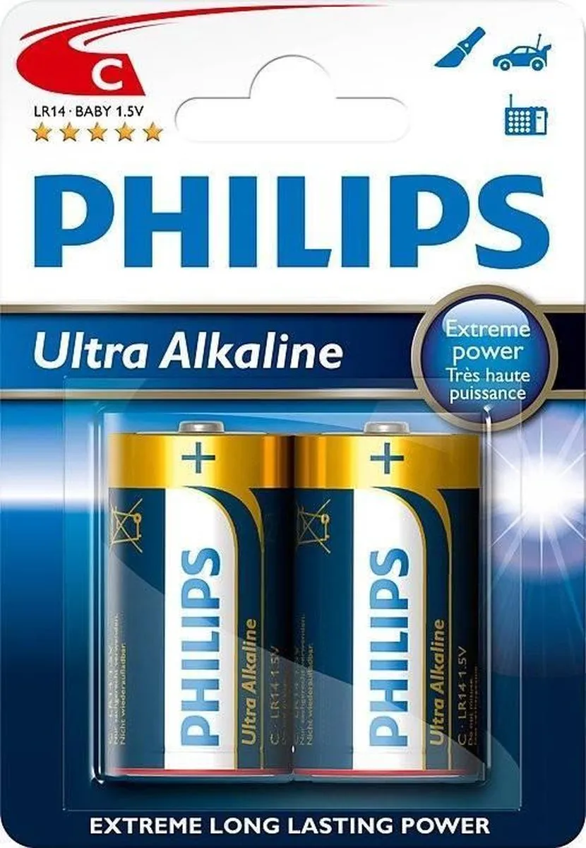 Philips LR14E2B C-batterijen - 2 Stuks