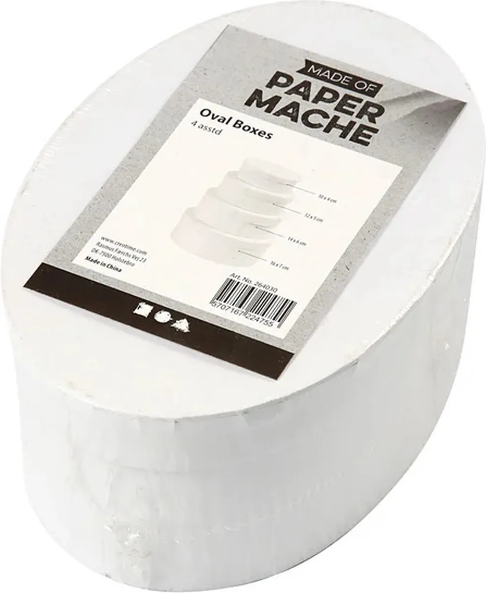 Creativ Company Creotime Dozen Ovaal Karton - 4-delig - Wit