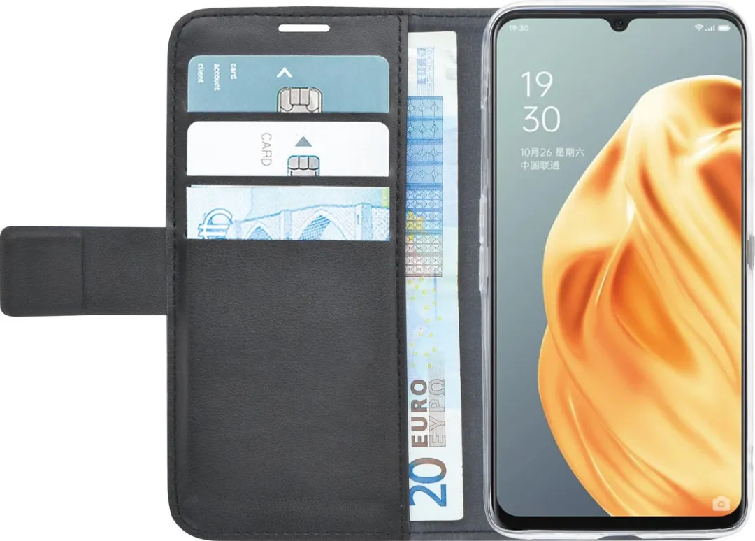 Azuri Walletcase Oppo A91 - 3 Pasjes - Zwart