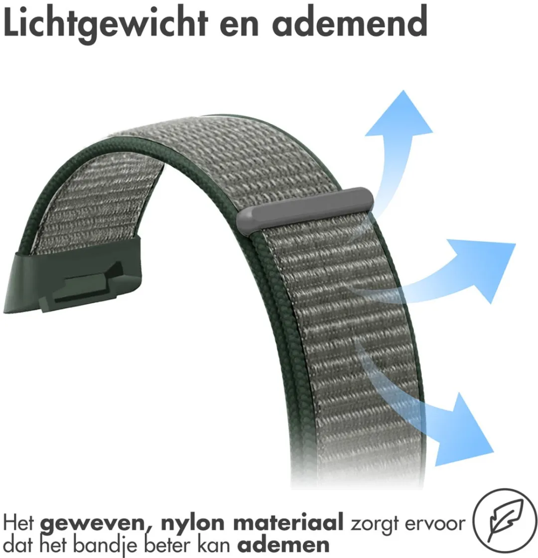 Imoshion Nylon Bandje Fitbit Charge 5 - L - Donkergrijs