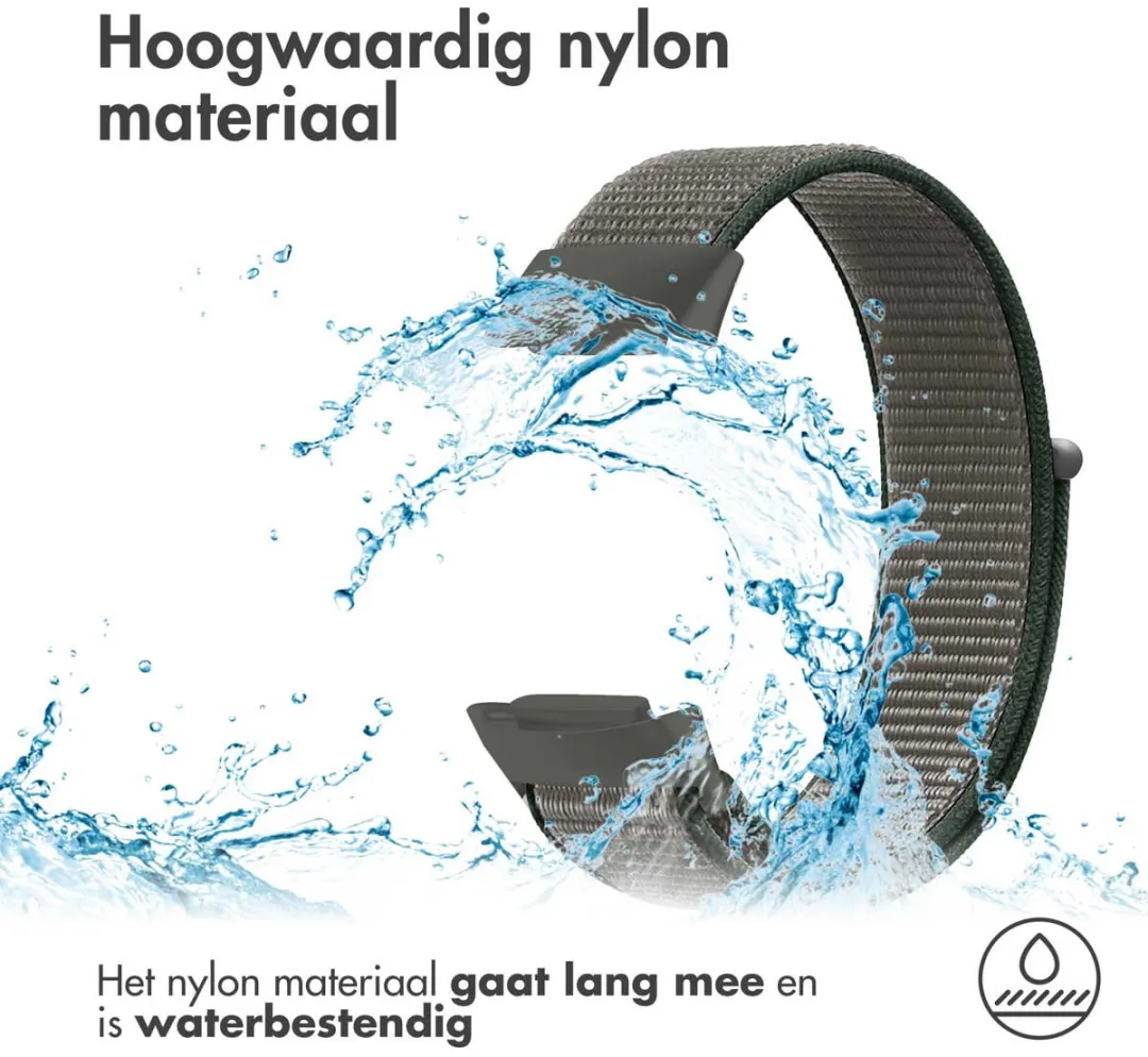Imoshion Nylon Bandje Fitbit Charge 5 - L - Donkergrijs
