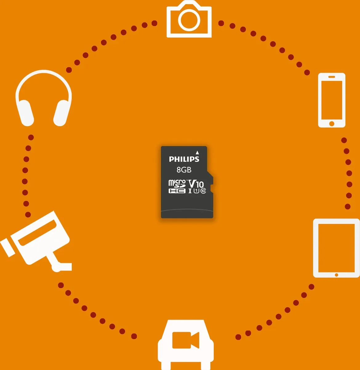 Philips FM08MP45B Micro SDHC 8GB Class 10 - met SD-adapter