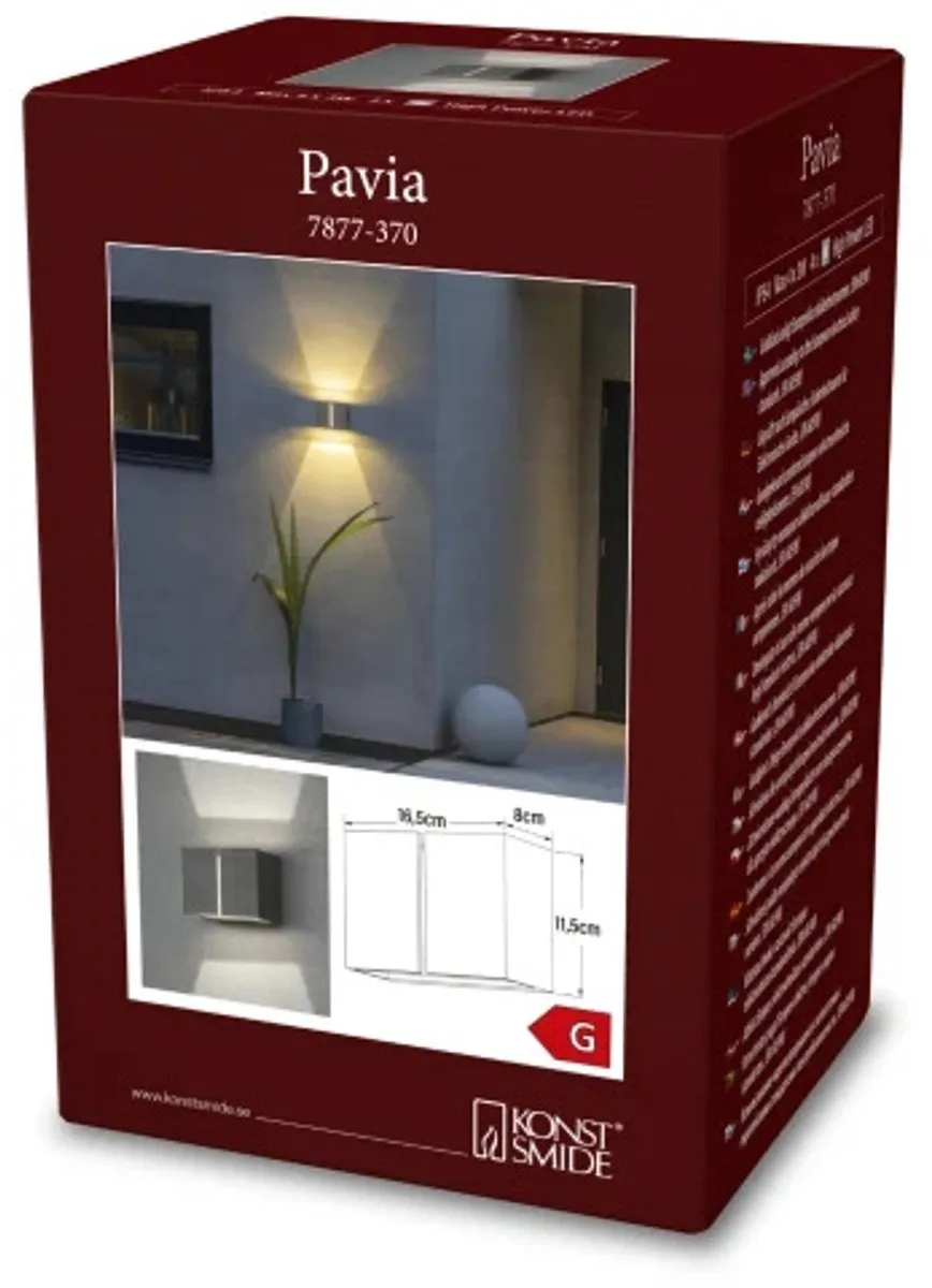 Konstsmide Pavia Wandlamp LED 12W - 4 Lichtpunten - 17cm - Grijs