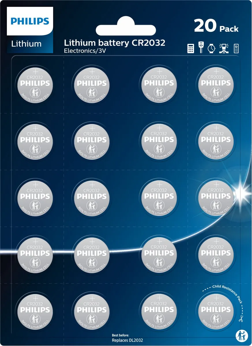 Philips Knoopcelbatterij CR2032