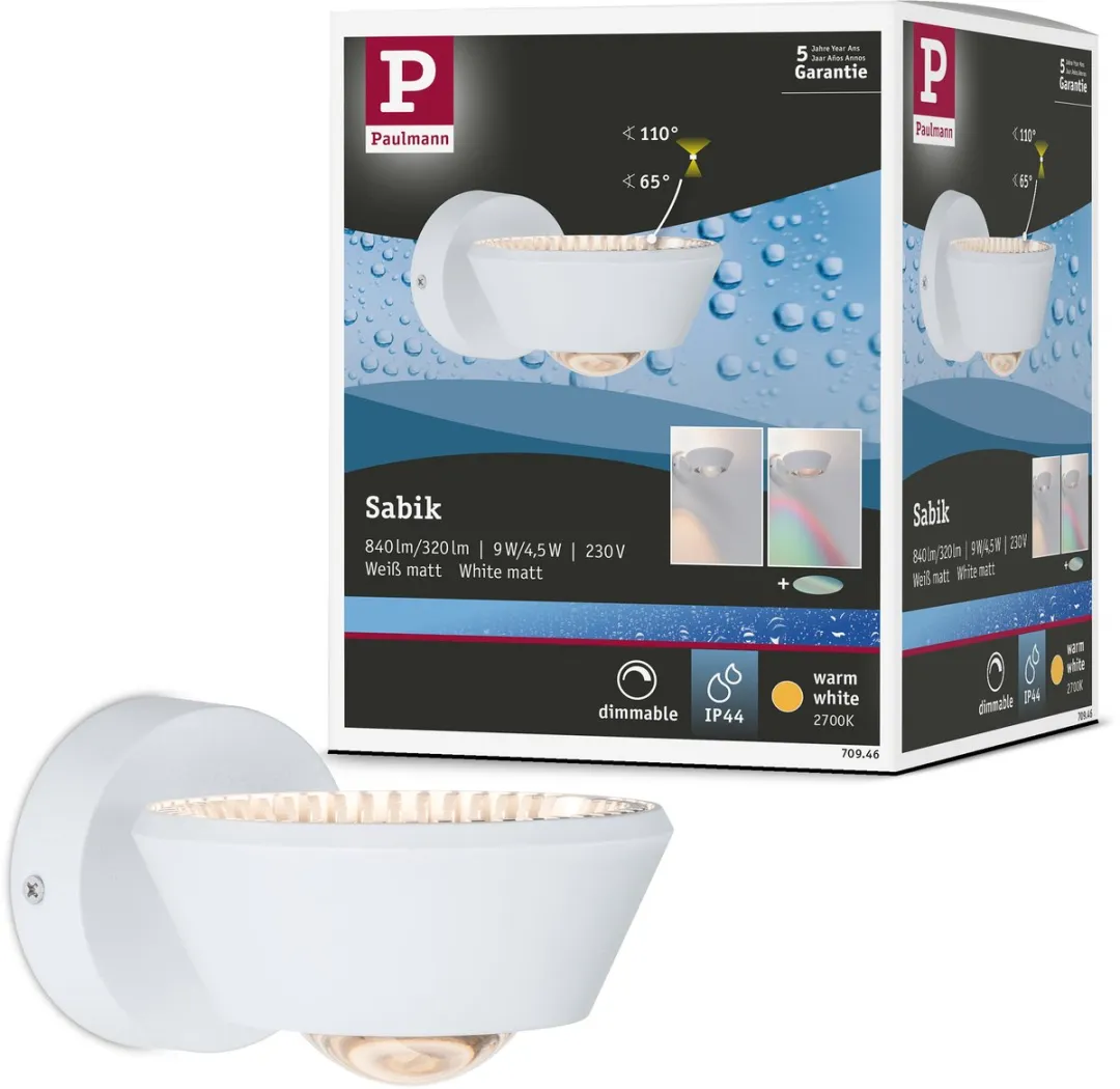 Paulmann LED Wandlamp Sabik IP44 9W - 570lm Warm Wit