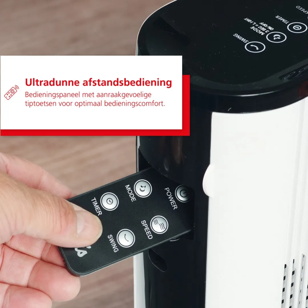 Solis Easy Breezy 757 Torenventilator - Ventilator Staand met Afstandsbediening - Timerfunctie - 37,5 dB - 91 cm Hoog - Kolomventilator - Wood Effect