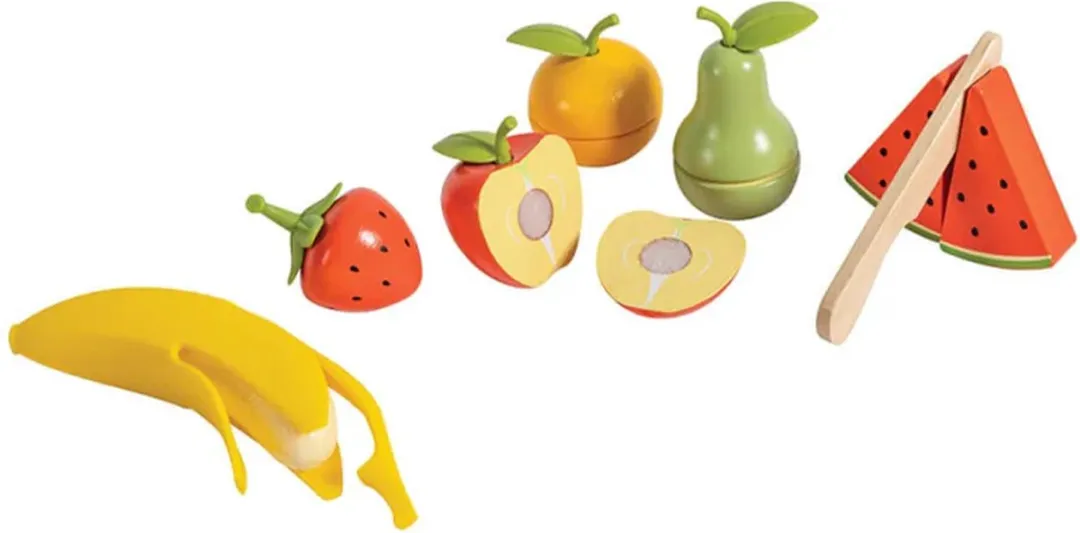 Eurekakids Houten Fruit Set - 18 Stuks - Vilt Tas