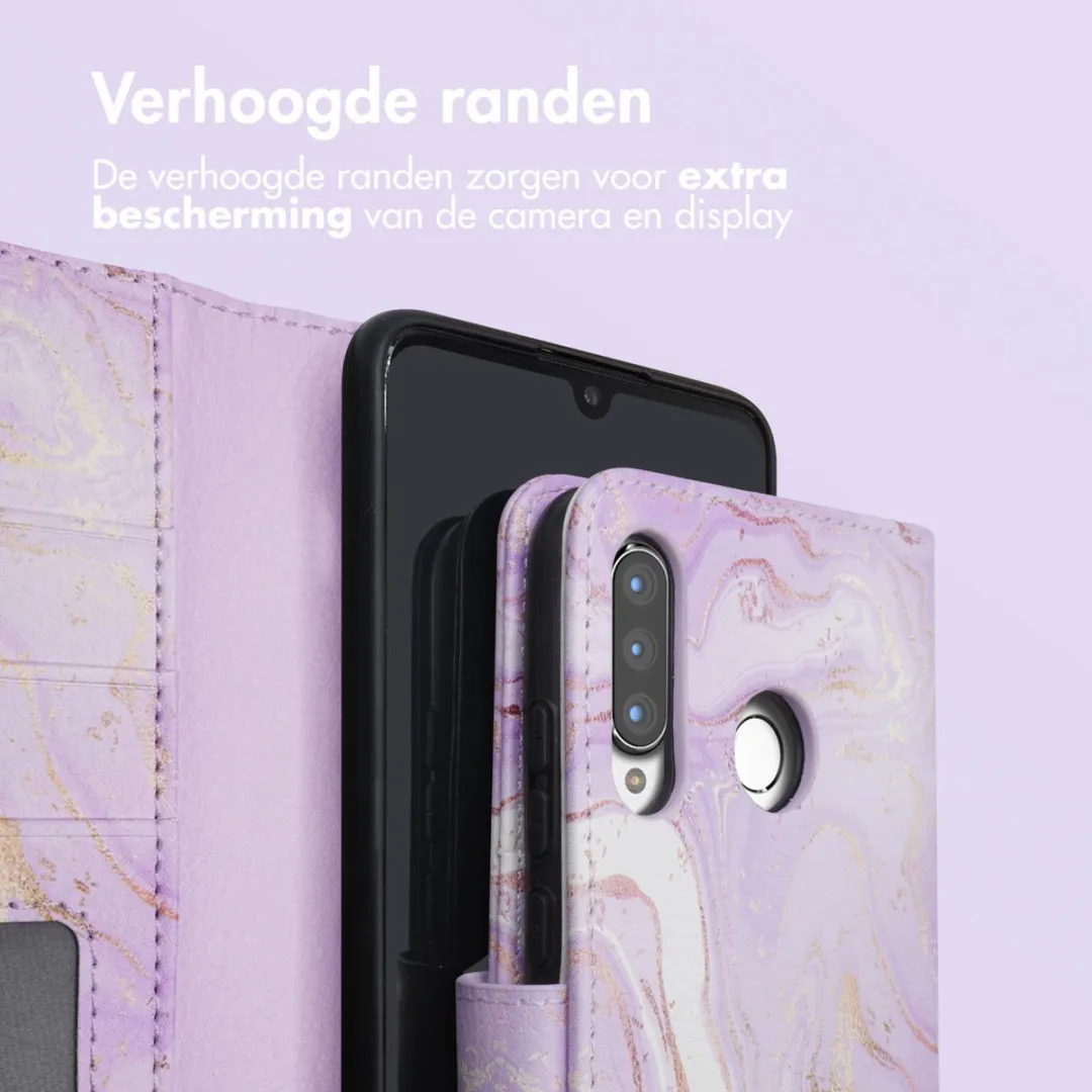 Imoshion Hoesje Huawei P30 Lite Purple Marble - 3 Pasjes - afbeelding 6 van 6