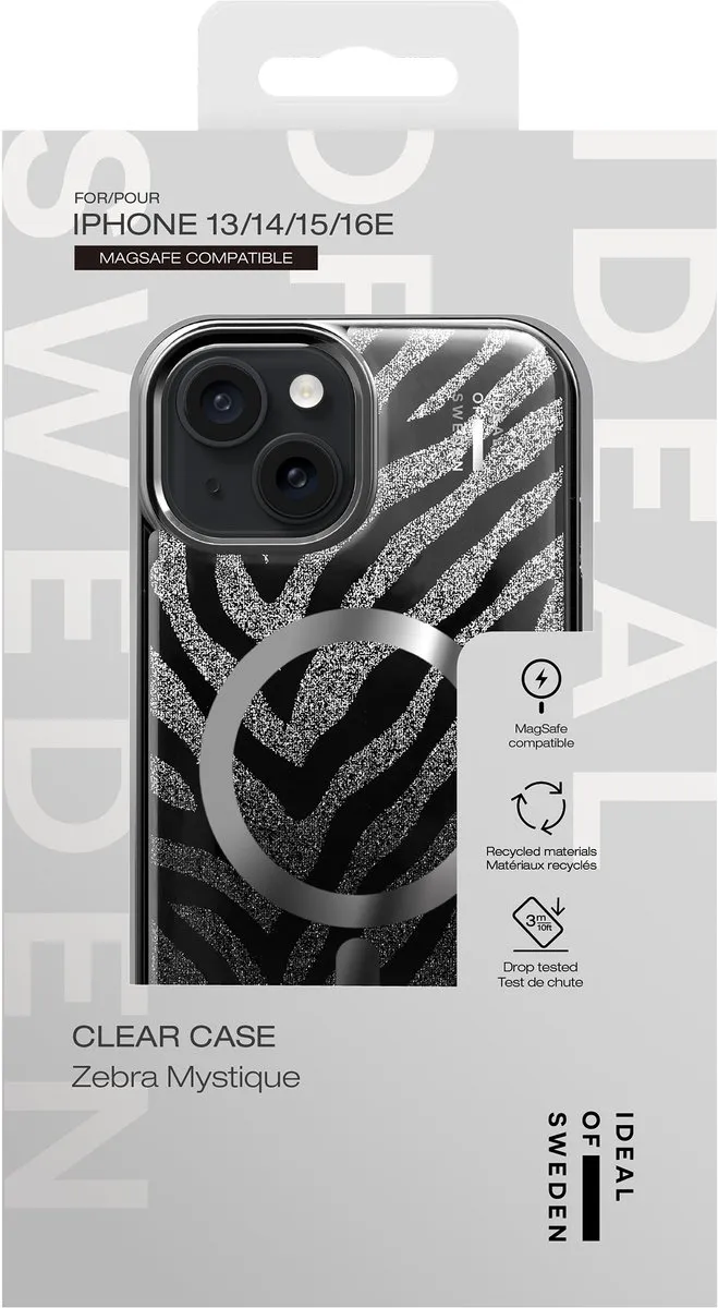 iDeal of Sweden Clear Case iPhone 13/14/15/16 MagSafe - Zebra Mystique