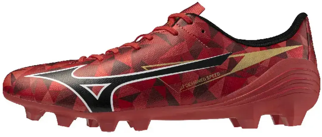 Mizuno Alpha II Select Voetbalschoenen FG - Rood/Zwart/Goud - afbeelding 2 van 2