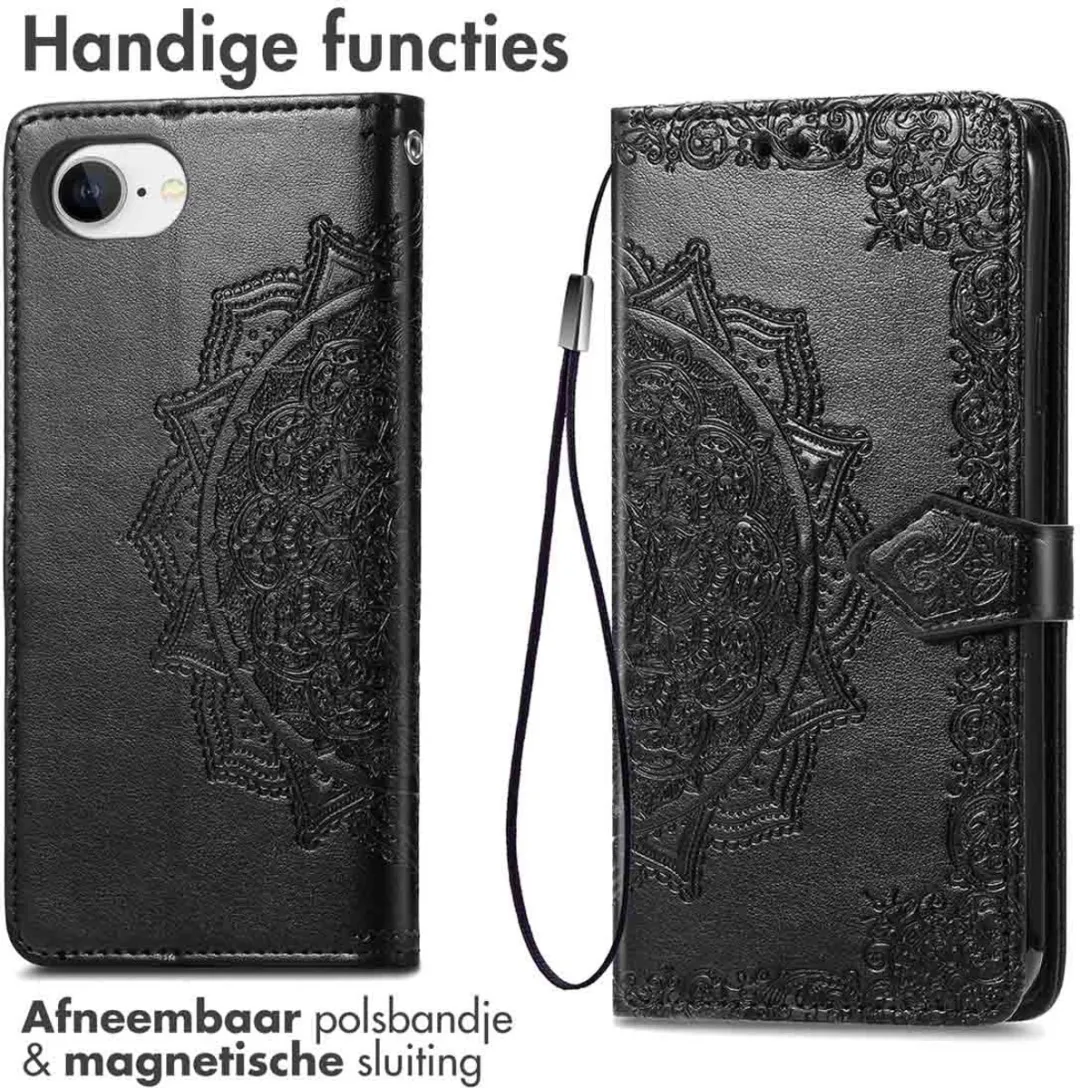 Imoshion Hoesje Apple iPhone 16e Mandala Bookcase - 3 Pasjes - Zwart