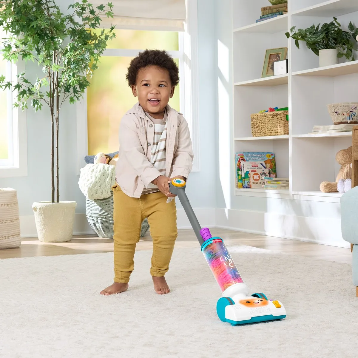 Fisher-Price Leerplezier 2-in-1 Stofzuiger met Stoffer, Lichtjes en Muziek