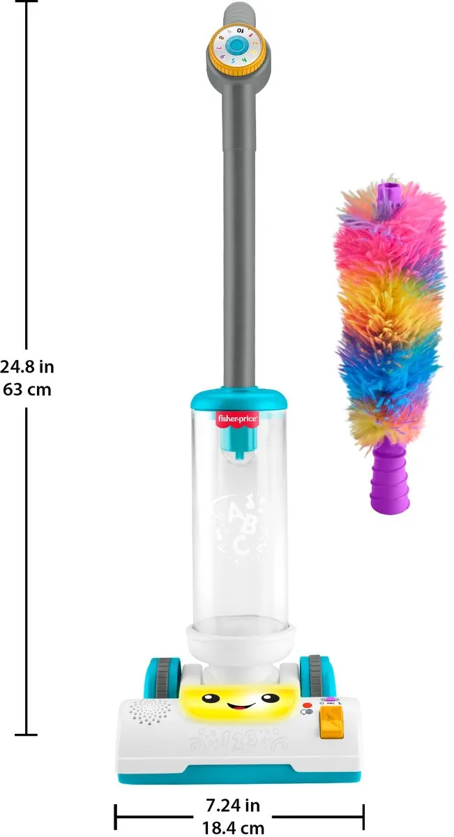 Fisher-Price Leerplezier 2-in-1 Stofzuiger met Stoffer, Lichtjes en Muziek