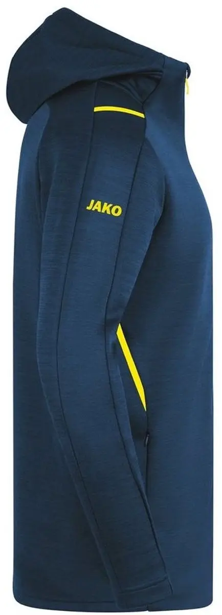 Jako Challenge Vrijetijdsvest Met Kap Heren - Marine Gemeleerd / Fluogeel | Maat: 3XL - afbeelding 2 van 6