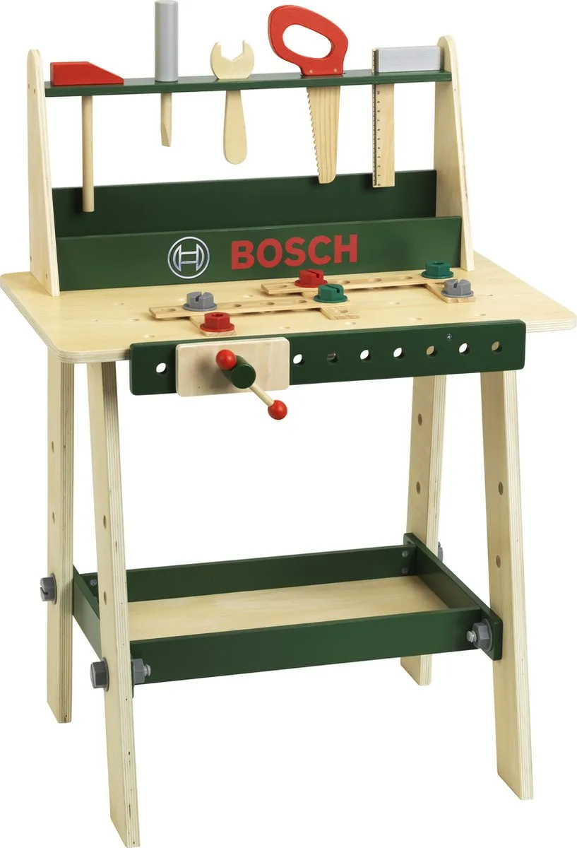 Klein Toys Bosch Mini Speelgoed Werkbank 16-delig - Hout - Meerkleurig
