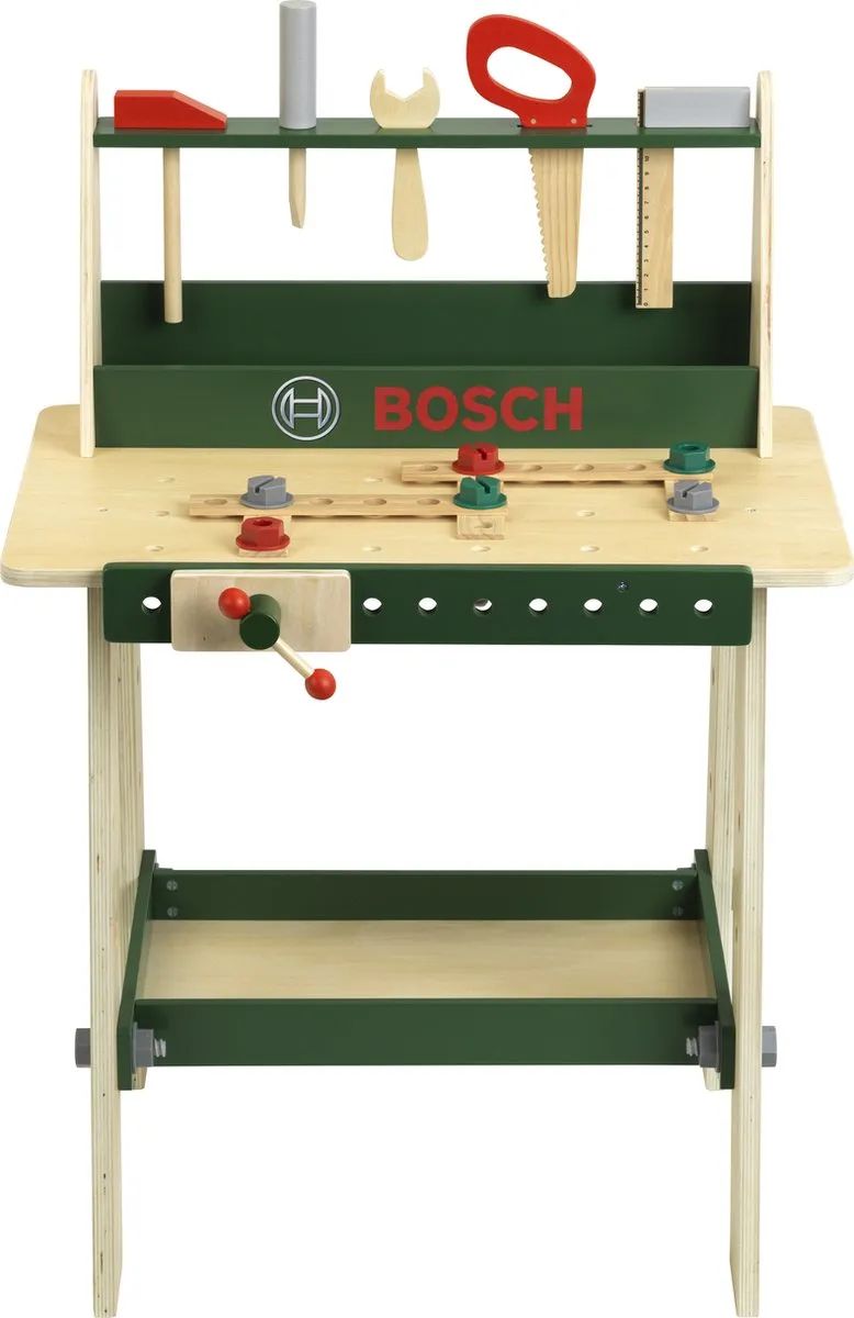 Klein Toys Bosch Mini Speelgoed Werkbank 16-delig - Hout - Meerkleurig